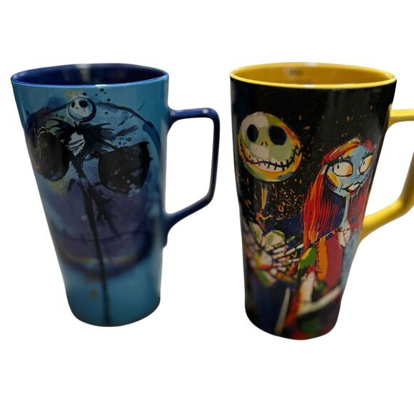 Disney Store Nightmare Before Christmas Jack & Sally Tall Ceramic Mug Set - Picture 1 of 4